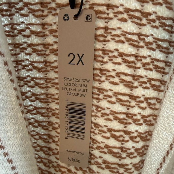 NWT - Nic+Zoe Cream and Gold Knit Jacket- 2X - Picture 3 of 11